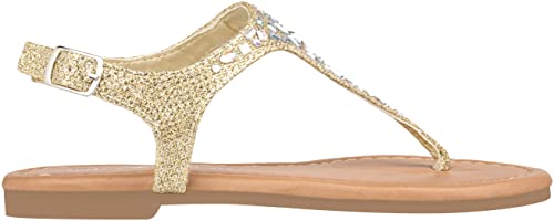 CLOVERLAY Girls Sandals Kids Gladiator Strappy Rhinestone Glitter Flat Sandals3