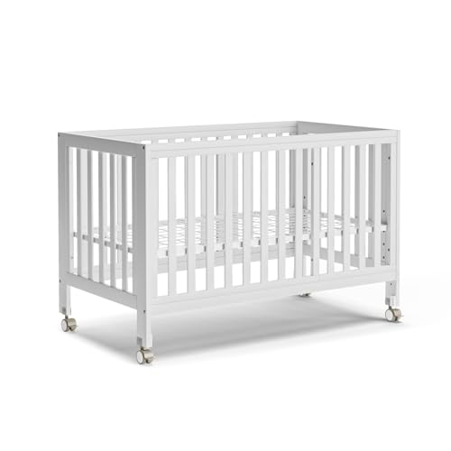 EvoNest Baby Crib, 11 in 1 Convertible Mini Crib with Wheels, 100...