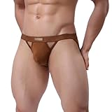 BRAVE PERSON Jock Straps for Men Thong Underwear Cotton Stretch Jock Strap Vasectomy Athletic Supporter Jockstrap Brown