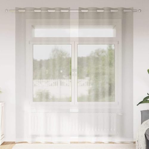 Rideaux en voile contre le vis-à-vis lot de 2 rideaux crème polyester 245x140 cm