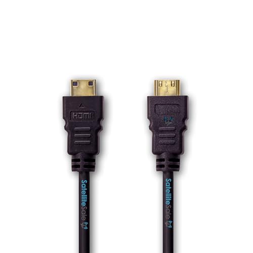 SatelliteSale Digital 1.4 Mini HDMI to HDMI Cable Universal Wire 4K/30Hz 10.2Gbps PVC 2160p Black Cord 15 Feet