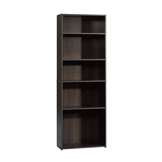 Sauder Beginnings 5-Shelf Bookcase, Cinnamon Cherry finish