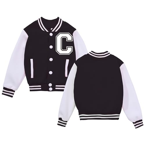 Image of BAICAIYU Kids Baseball Jackets Boys and Girls Varsity Coat Buttons Cardigan Letter Sport Letterman School Jacket