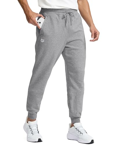 G Gradual Men's Cotton Fleece Lined Joggers with Zipper Pockets Athletic Running Workout Gym Sweatpants Winter Warm Pants