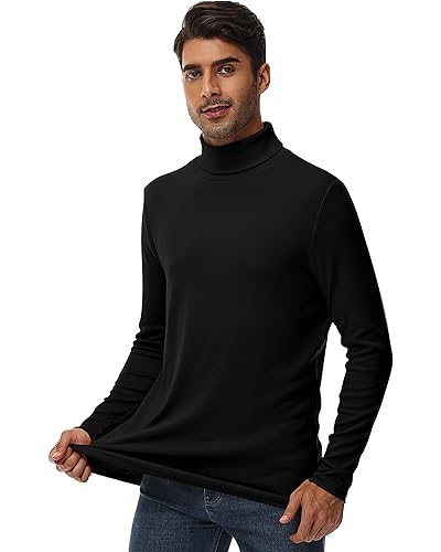 Ficerd 2 Pack Men's Turtle Neck Shirts, Lightweight Cotton Pullover Sweater Slim Fit Mock Turtleneck Knitted Long Sleeve Tops4