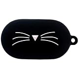 LucaSng Coque en silicone pour Galaxy Buds 2019/Galaxy Buds Plus 2020, protection complète du corps avec mousqueton/anneau, anti-perte et anti-choc pour Samsung Galaxy Buds/Buds Plus (Chat noir)