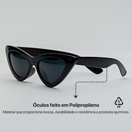 Kit 10 Óculos Escuro Gatinho Com Frases Divertidas Proteção UV Festa Balada Casamento (Preto)