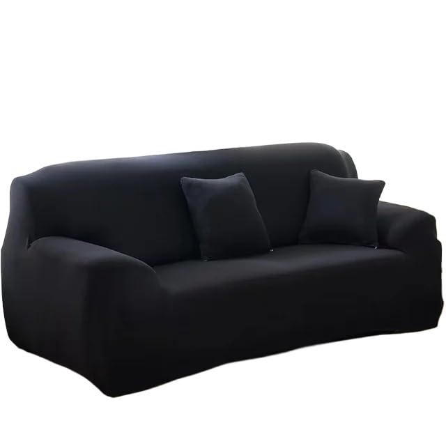 Copridivani Copridivano in tinta unita for soggiorno elastico a 1/2/3/4 posti(Noir,3 Seater 190-230cm)