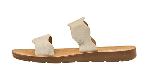 Corkys Footwear Women's Wishy Washy Two Strap Sandal – Trendy and Chic Strap Design, Comfortable, Lightweight, and Durable Summer Sandals for Versatile Fashion Gold Metallic Size 08