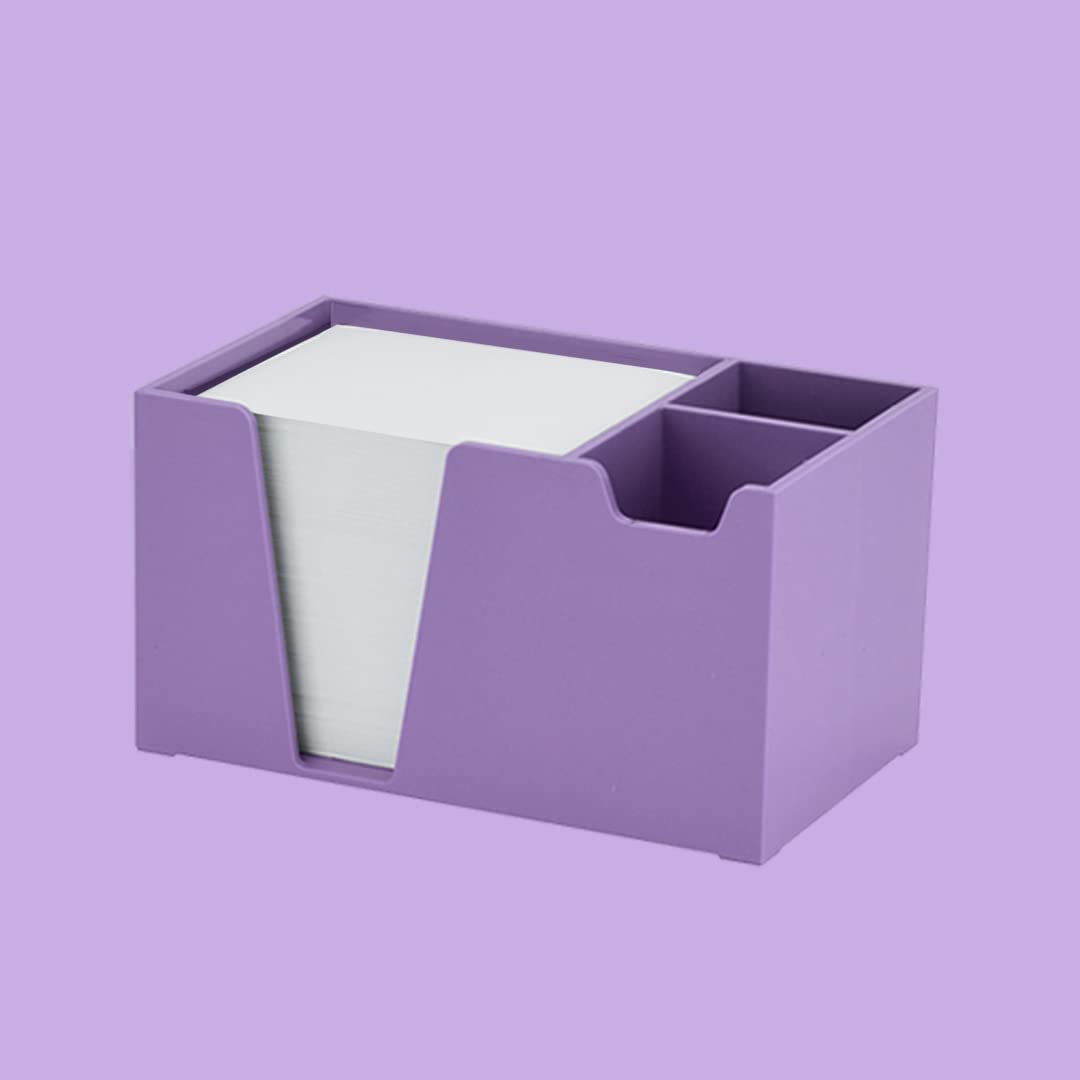 Acrimet Desktop Organizer Pencil, Pen, Paper, Clip, Caddy Holder (Plastic) (White Paper Included) (Solid Purple Color)
