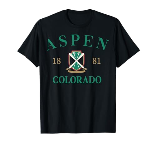 Trendy Apparel Aspen Colorado 1881 Sheild Crest Emblem Camiseta