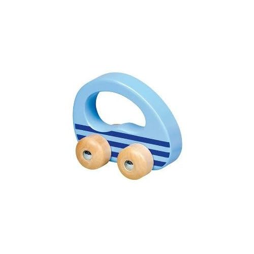Goki 55952 Greifauto Holzfahrzeug zum Rollen ab 6 Monate Holz (hellblau)
