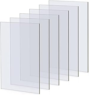 5X7 inch Rectangular Acrylic Sheet 6 Packs, Transparent Acrylic Sheets,Perspex Clear Acrylic Plastic Sheet, Transparent Material Mylar Template Sheets for Picture Frame Glass