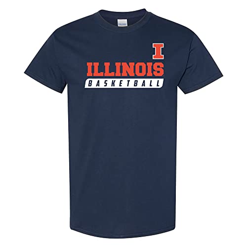 UGP Campus Apparel AS35 - Illinois Fighting Illini Basketball Slant T Shirt - Large - Navy