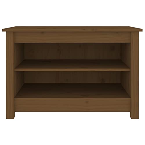 ShGaxin Banco Zapatero, Banco Pasillo, Banco Recibidor, Descalzadora, Estanteria Zapatero, Mueble Zapatero, Madera Maciza de Pino marrón Miel 70x38x45,5cm - imagen 4