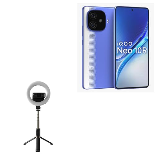 BoxWave Stand and Mount Compatible with vivo iQOO Neo 10R - RingLight SelfiePod, Selfie Stick Extendable Arm with Ring Light - Jet Black