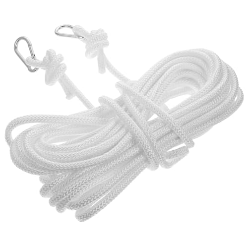 FONDOTIN 1Pc Thickened Household Nylon Braided Clothesline Rope for Outdoor Air Drying Camping and Hanging Various Items White with Clip
