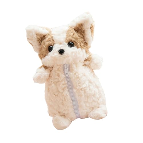 ソフトショートぬいぐるみコーギー犬ケース多目的化粧品収納旅行に優しいすべての年齢かわいい子供たち