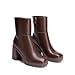 DREAM PAIRS Women's Platform Gogo Ankle Boots Chunky High Heels Square Toe Comfort Party Dress Side Zipper Booties Shoes for Women,Size 8,Brown,SDAB25001W