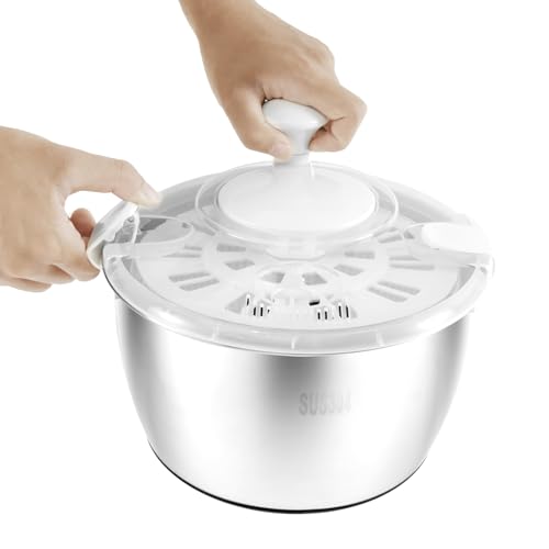 ZJRDYYK Salad Spinner 304 Stainless Steel Lettuce Spinner 5L Vegetable Dryer with Drainage Hole Nonslip Salad Spinners for Drying Vegetable