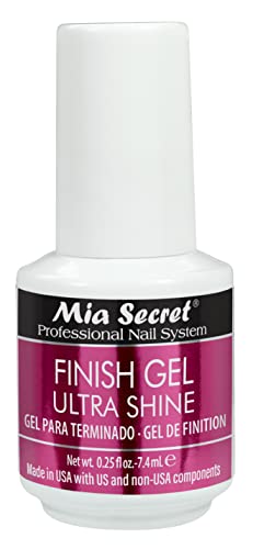 Mia Secret Finish Gel MINI Top Coat for Gel or Acrylic Nails - Ultra Shine High Gloss Top Coat for Artificial Nails (Single)