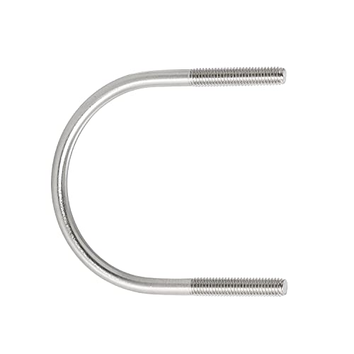 Image of Round U-Bolts 2.24 inch(57mm) Inner Width M6 Thread 304 Stainless Steel Silver with Plates Nuts Flat Washers for Car /RV /Trailer Bumper, 2Pcs
