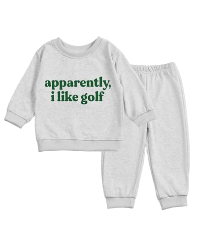 Toddler Baby Letter I Like Golf Long Sleeve Sweatshirt Top Jogger Pants Set Cute Fall Winter Clothes Set2