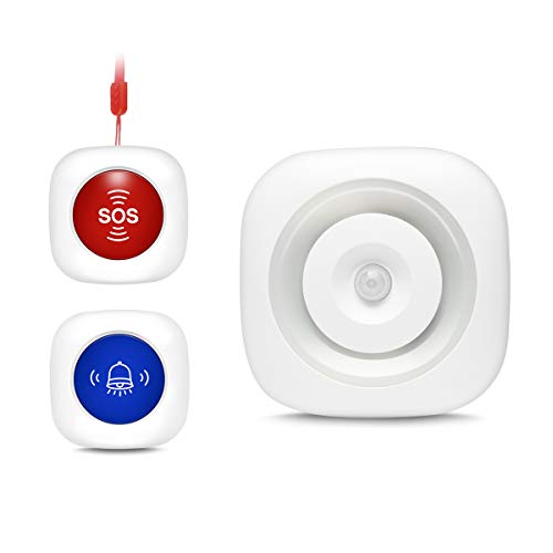 Wireless Caregiver Pager Call Button System with Waterproof Doorbell Button Plus in Night