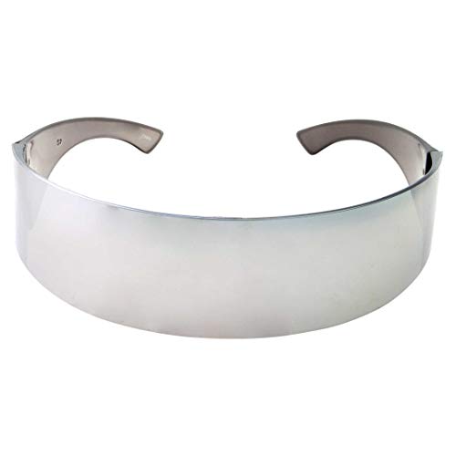 grinderPUNCH Silver Mirror Futuristic Shield Sunglasses Deal Glasses3