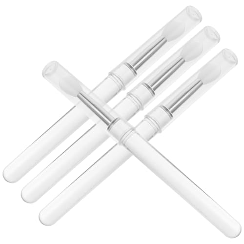 ULTECHNOVO 4 piezas Pinceles de Labios de Silicona Portátil con Tapa Aplicadores Versátiles para Lápiz Labial y Sombra de Ojos Mango Transparente para Maquillaje Preciso y Fácil Uso Diario
