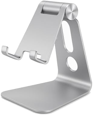 Universal Cell Phone Stand for Desk, Silver Adjustable Mobile Phone Holder, Portable Stand for iPhone 17 16 15 14 13 12 11 Pro Max Plus Air, Galaxy S25 S24, Cellphones, Office Accessories image 3