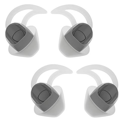 Replacement Silicone Earbuds Ear Buds Tips Eargel Isolation Double Flange for Bose QuietControl 30 QC20 QC20i QC30 Soundsport Free SIE2 IE2 IE3 Wireless Headphones Earphones - 2 Pair (Medium, White)
