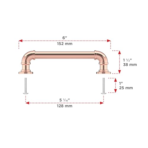 Richelieu Hardware BP2209128191 Steampunk Collection 5 1/16-inch (128 mm) Center-to-Center Polished Copper Vintage Round Cabinet and Drawer Pull Handle for Kitchen, Bathroom, and Furniture by Richelieu - Image 4