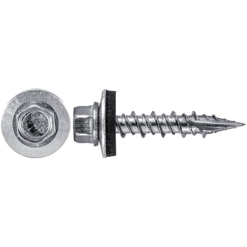 Stainless Steel Metal Roofing Screws (250) 9 x 1 No Paint hex Head Sheet Metal Roofing Screw. Self-Piercing (SP) tip Metal to Wood siding Screws EPDM Washer