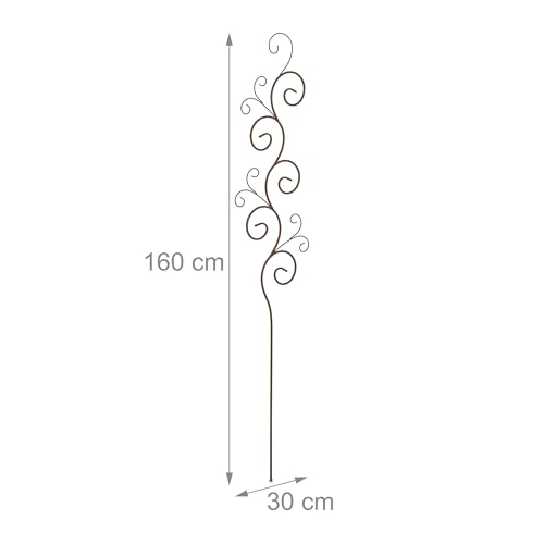 Relaxdays Supporto per Piante Rampicanti da Giardino, 2 pz. Tralicci di Sostegno per Edera, 160x30 cm, Metallo, Marrone - Immagine 3