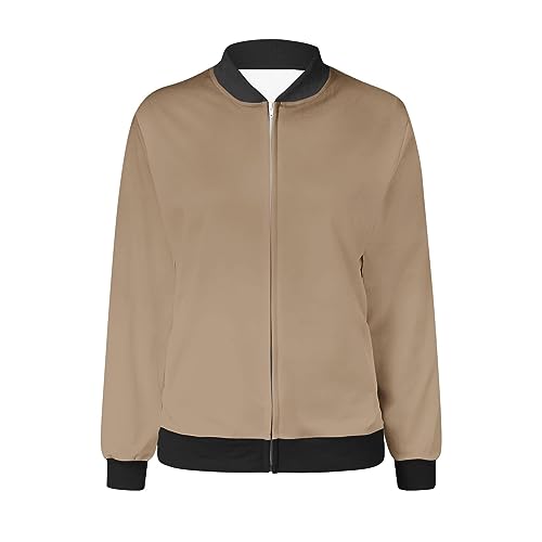 Womens Plus Size Long Sleeve Lightweight Zip Up Oversized Outerwear Windbreaker Casual Striped Bomber Jackets Coat3