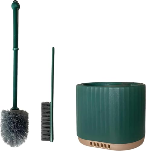 Image of HomeCloud Wall Mounted Silicone Toilet Brush | Soft Bristle Bathroom Cleaning Brush with Holder | Modern Japanese Design | Quick-Drying & Hygienic (Dark Green)