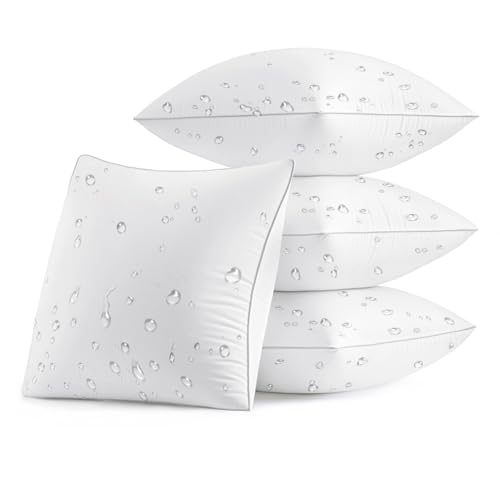 MIULEE Pack of 4 18x18 Outdoor Pillow Inserts Waterproof Decorative Square Throw Pillow Inserts for Patio Sofa Garden Porch Couch