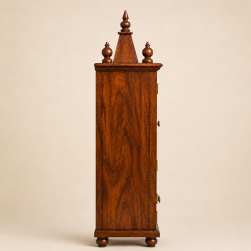 Image of Varsha Furniture Sheesham Wood Temple for Home with Doors and Storage Cabinet s | Home Puja Mandir