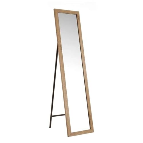 SHIITO - Espejo - De Pie y Cuerpo Entero - 2 x 37 x 157 cm - Vestidor y Dormitorio - Soporte Metálico - Inclinación Regulable - Efecto Madera Natural Cover