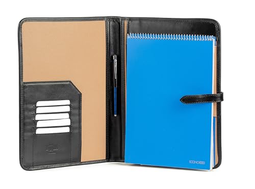 Conférencier A4 en cuir noir pour structurer vos notes de présentation