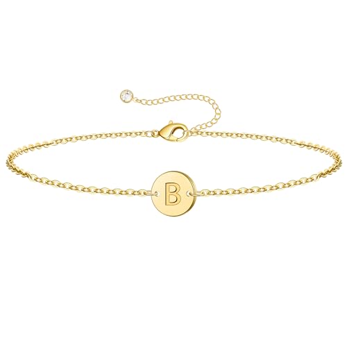Ursteel Bridesmaid Gift for Wedding Day - Bridesmaid Proposal Gifts, Bridal Shower Gifts, Matron Maid Of Honor Bachelorette Party Gift for Bride, 18K Gold Plated B Initial Bracelets