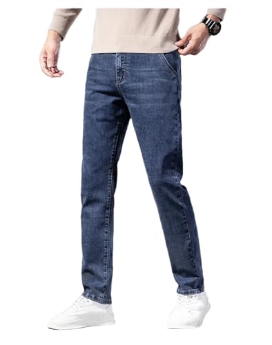 Mens Blue Slim Straight Cotton Regular Male Denim Trousers Male Clothing Pants