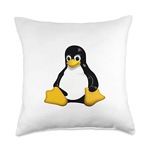 Tux Penguin Linux Official Mascot Logo Tees Tux Penguin Linux Official Mascot Logo Icon Throw Pillow, 18x18, Multicolor