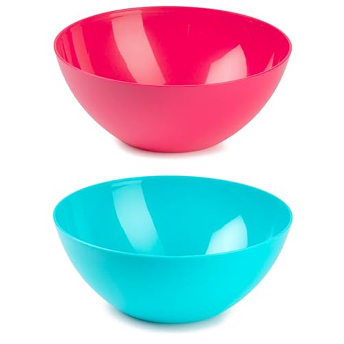 Acan Tradineur - Pack de 2 Boles Redondos de 2,5 litros - Fabricado en plástico - Apto para Microonda, Lavavajillas y congelado - Ø 23 x 9,5 cm - Color Aleatorio
