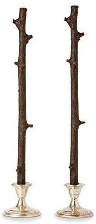 Stick Candles/Hemlock Casting/Beeswax/Pair