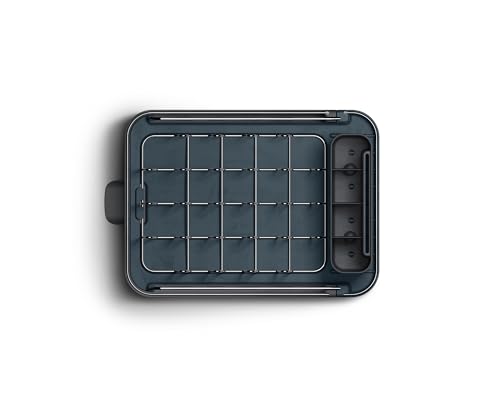 Image of Joseph Joseph Extend Slim Steel Expandable Dish Drying Rack with Removable Cutlery Holder and Swivel Draining Spout, Compact Design, Grey