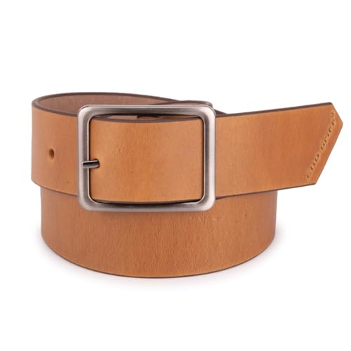 Cinto Ello Griff Esporte Fino 100% Couro 4cm Fivela Escovada (Marrom Claro, G)