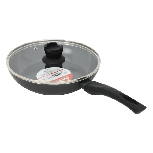 Image of Sunflame Ceramic Non-Stick Fry Pan 24 cm with Glass Lid | No PFOA, PFAS, PTFE | Induction and Gas Stove Compatible | 2 Year Warranty by Sunflame | Requires Less Oil, Easy to Clean, Prevents Burning