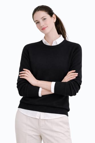 Image of Cashmeren Women's Basic Crewneck Sweater 100% Pure Cashmere Long Sleeve Round Neck Pullover